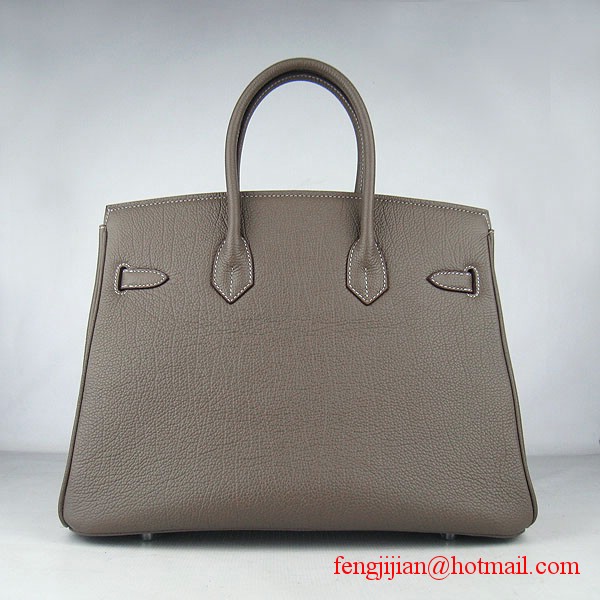 Hermes Birkin 35cm Tendon Veins Leather Bag Khaki Silver Hardware